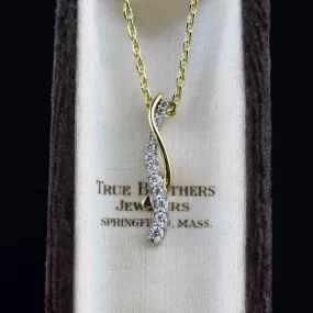 14K Two Tone Gold Diamond Journey Pendant Necklace