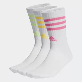 Adidas 3-Stripes Cushioned Crew Socks 3 Pairs - Highlighter