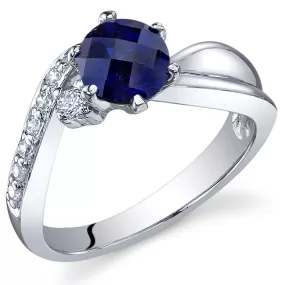 Blue Sapphire Ring Sterling Silver Round Shape 1.25 Carats Size 7