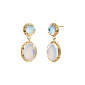 Candy Moon Quartz Blue Topaz Earrings