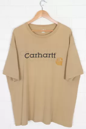 CARHARTT Shadow Logo Brown Khaki Boxy T-Shirt (XXL)