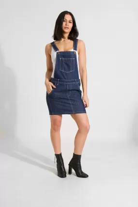 CICELY Womens Short Denim Dungaree Dress - Indigo