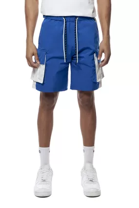 Color block Utility Windbreaker Shorts - Royal Blue