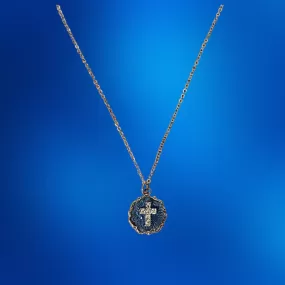 Cross on Blue Enamel Necklace