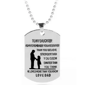 Dad-Daughter Dog Tag Silver Necklace