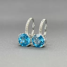 Estate 14K W Gold 4.48ctw Blue Topaz & 0.06ctw G/I1 Diamond Earrings