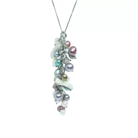 Freshwater pearl cluster necklace sterling silver chain