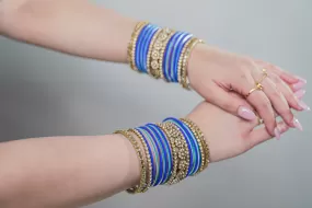 Heer Blue Bangles - 2 Hand Set