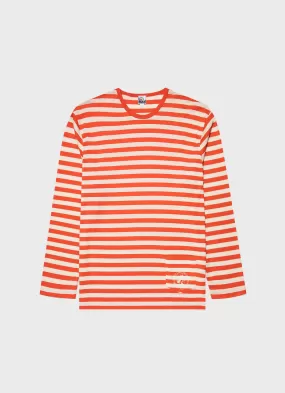 Men's Sunspel x Nigel Cabourn Long Sleeve T-shirt in Orange/Stone White