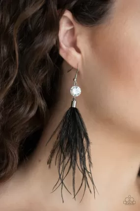 Paparazzi Accessories - Feathered Flamboyance #E410 Peg - Black Earrings