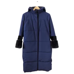 Prada Navy Hooded Puffer Coat with Mink and Sheared Fur Trim - IT38 / XS / S